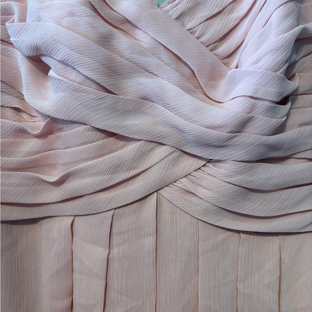 David's Bridal Blush Pink Illusion Strap Mini Dress - Picture 4 of 4